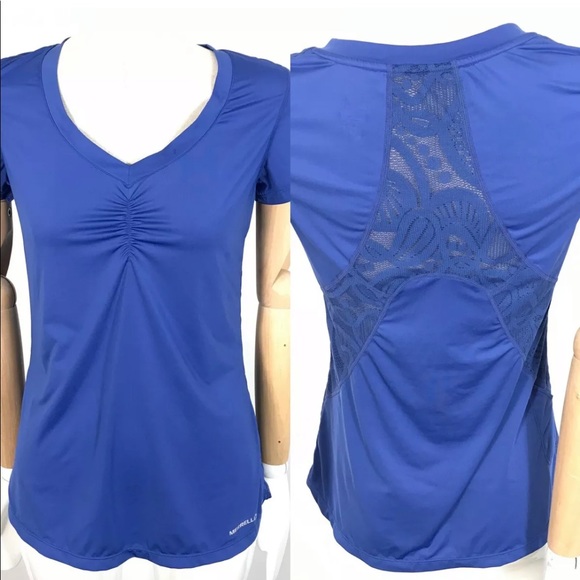 Merrell V-neck Select Wick T-Shirt Lace Detail - Picture 1 of 9